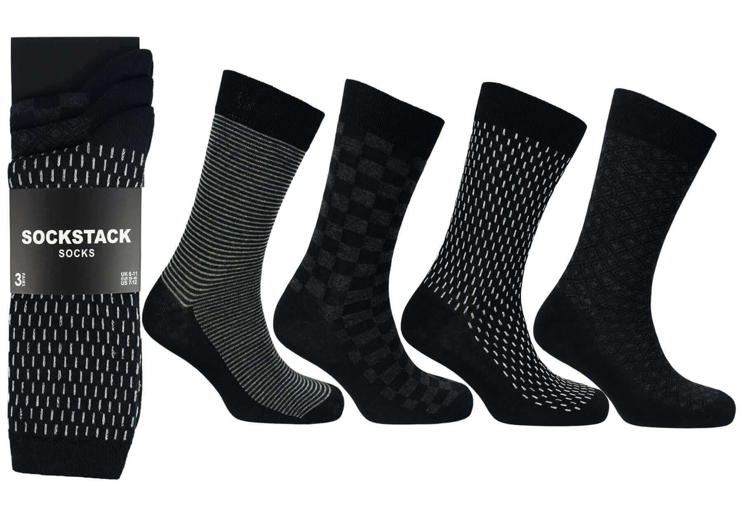 12 Pairs Men's Colourful Heel Toe Black Argyle Socks