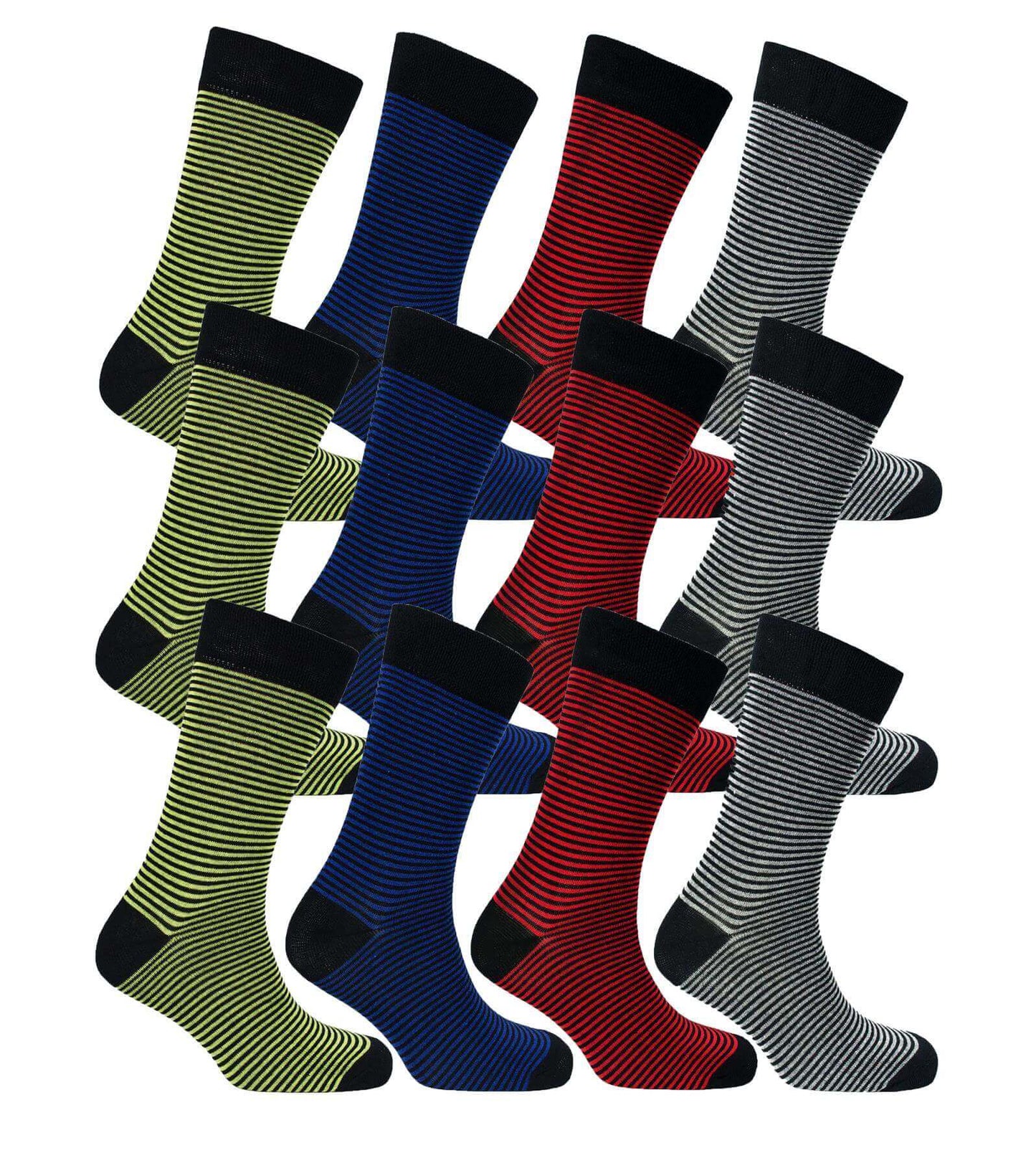 12 Pairs Men's Colourful Heel Toe Black Argyle Socks