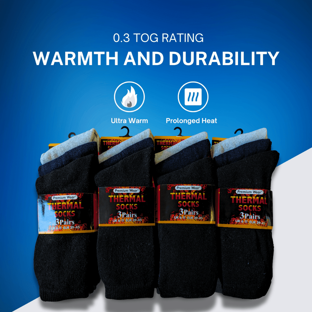 24 Pairs Men's Black Thermal Socks