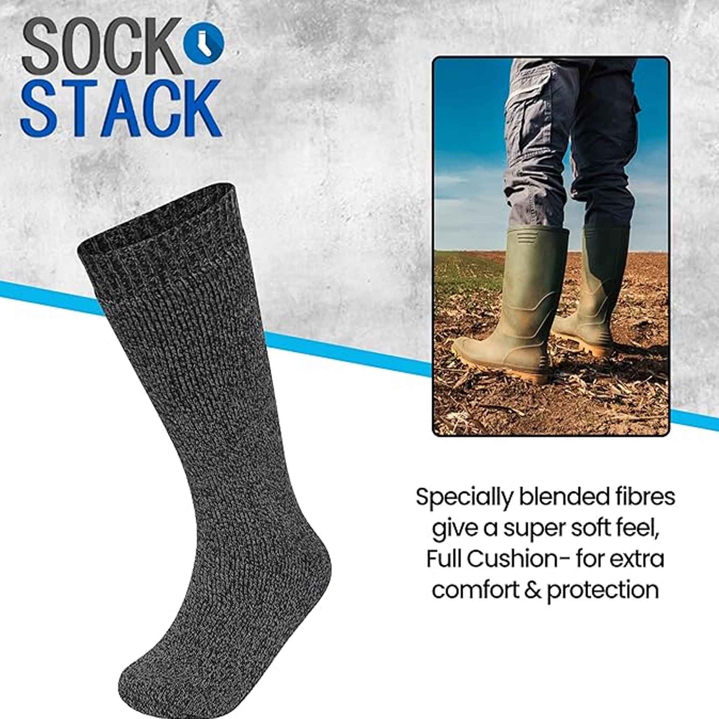 3 Pack Men's Wellington Boot Socks