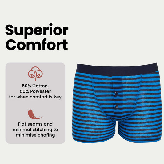6 Pack Blue Navy Striped Cotton Stretch Boxer Shorts