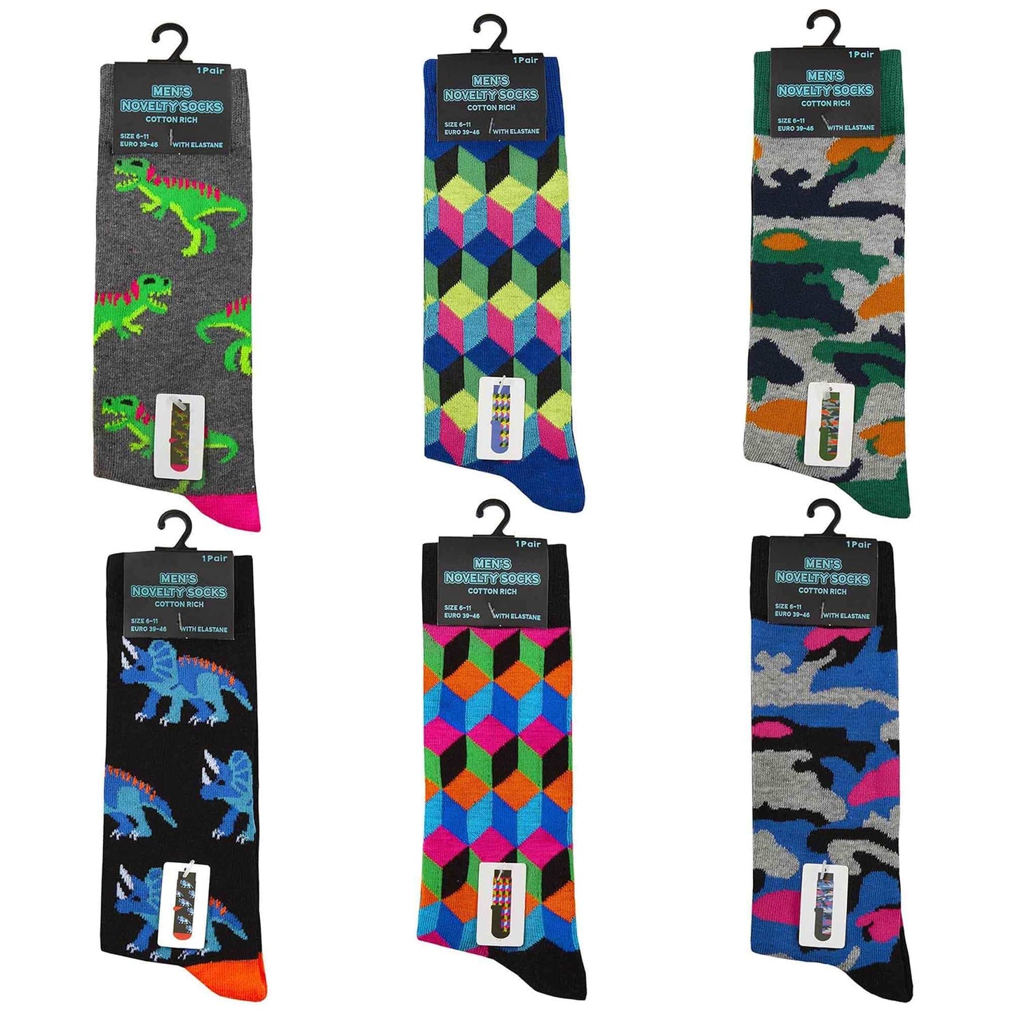 6 Pairs Men's Fun Novelty Cotton Socks