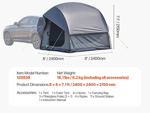SUV Tent for Camping Waterproof