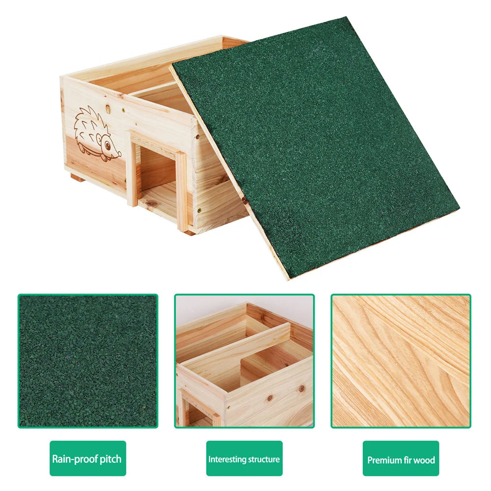 Wooden Hedgehog House Small Animal Shelter