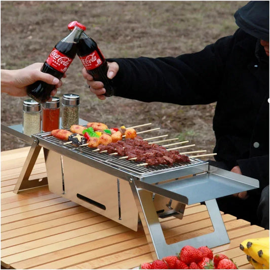 Stainless Steel Barbecue Stove Outdoor Charcoal Folding Barbecue Rack
