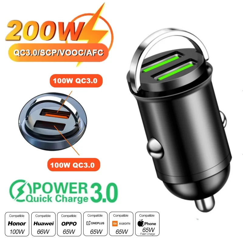 Mini Car Charger 12-24V Lighter Fast Charging USB + Type C