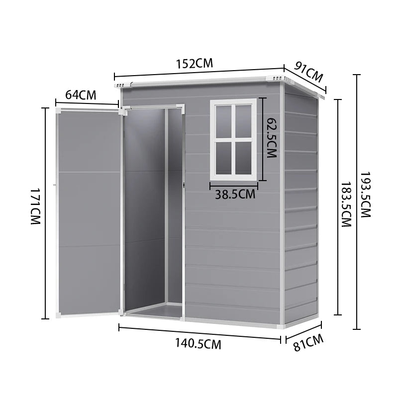 Durable Plastic Outdoor Garden Shed with Lockable Door & Ventilation Window