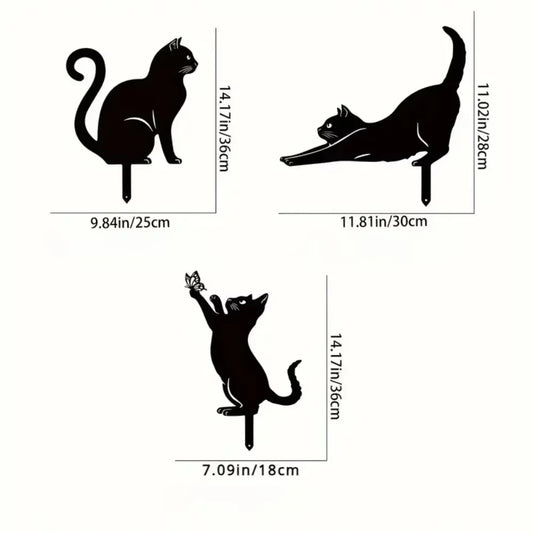 Charming Cat Family Garden Stakes