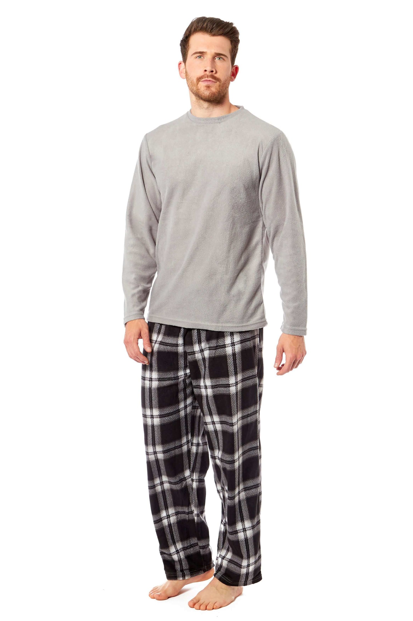 Men's Thermal Fleece Pyjama Set with Stylish Check Pants