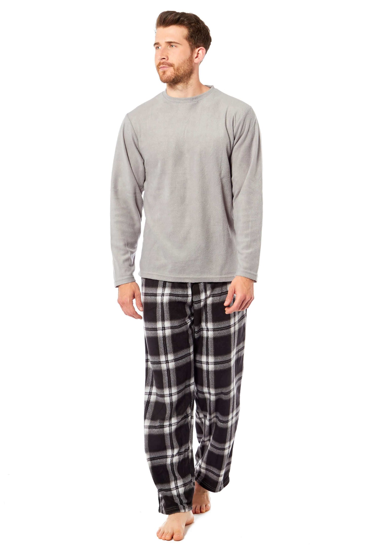 Men's Thermal Fleece Pyjama Set with Stylish Check Pants