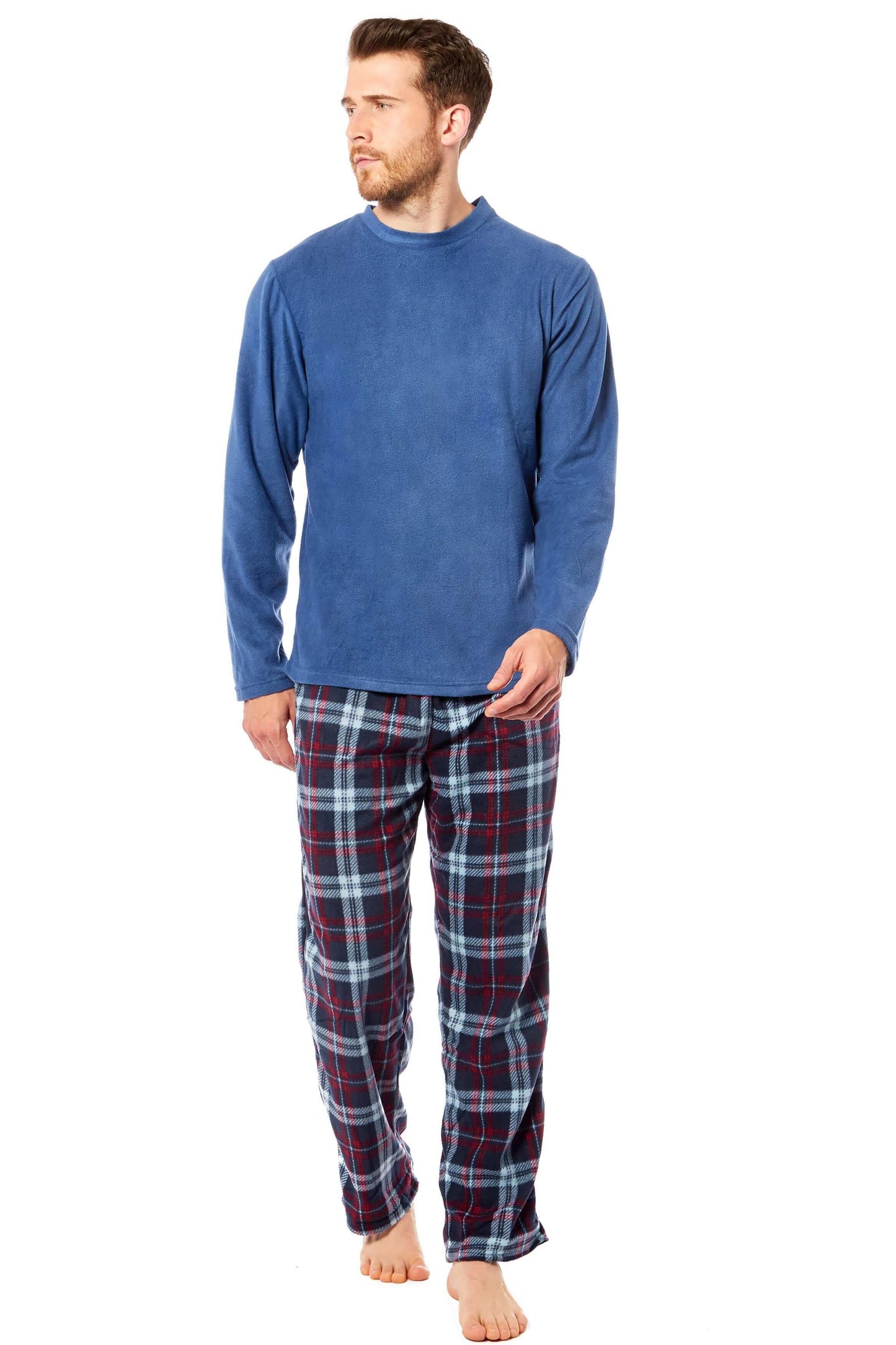 Men's Thermal Fleece Pyjama Set with Stylish Check Pants