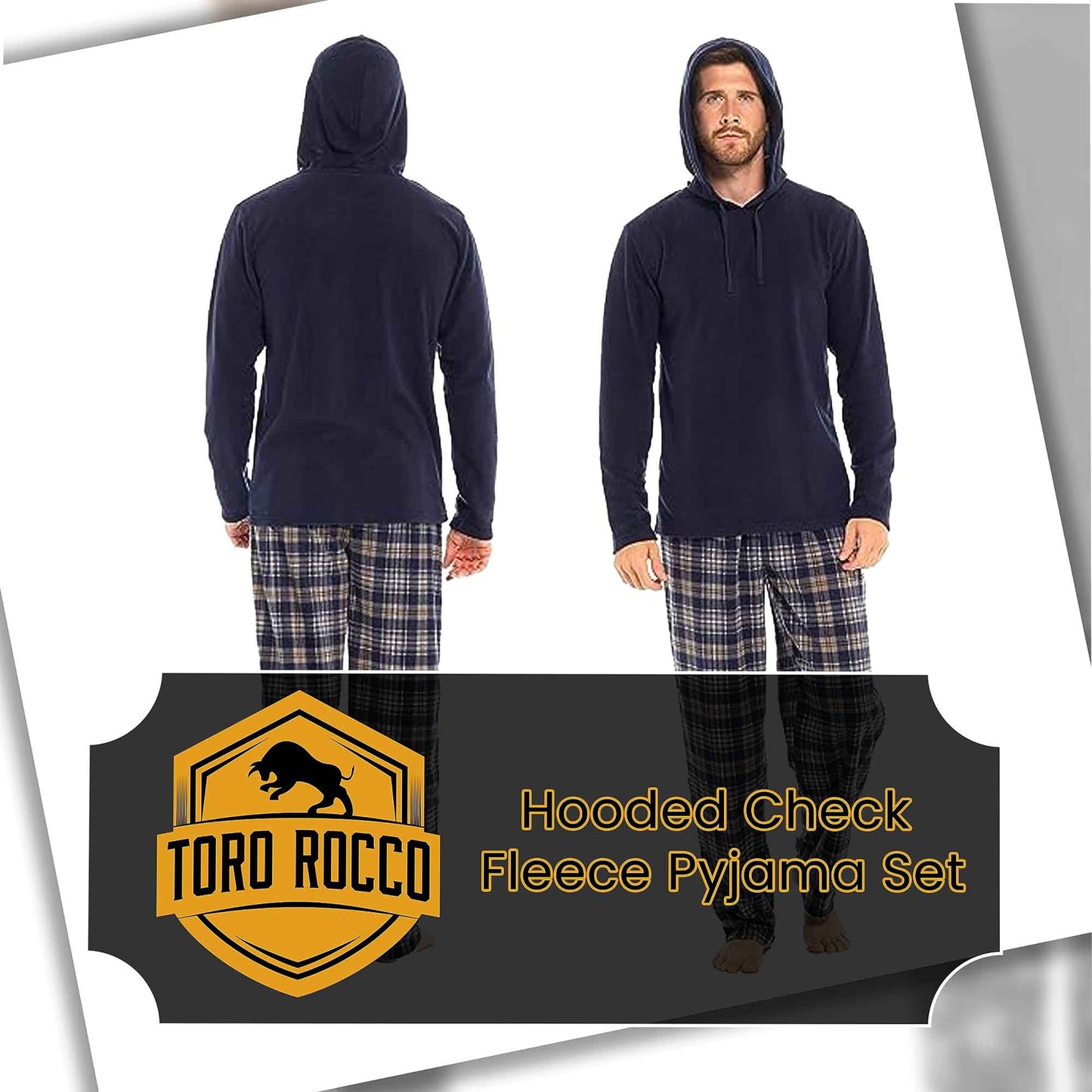 Men's Winter Hooded Check Fleece Pyjama Set