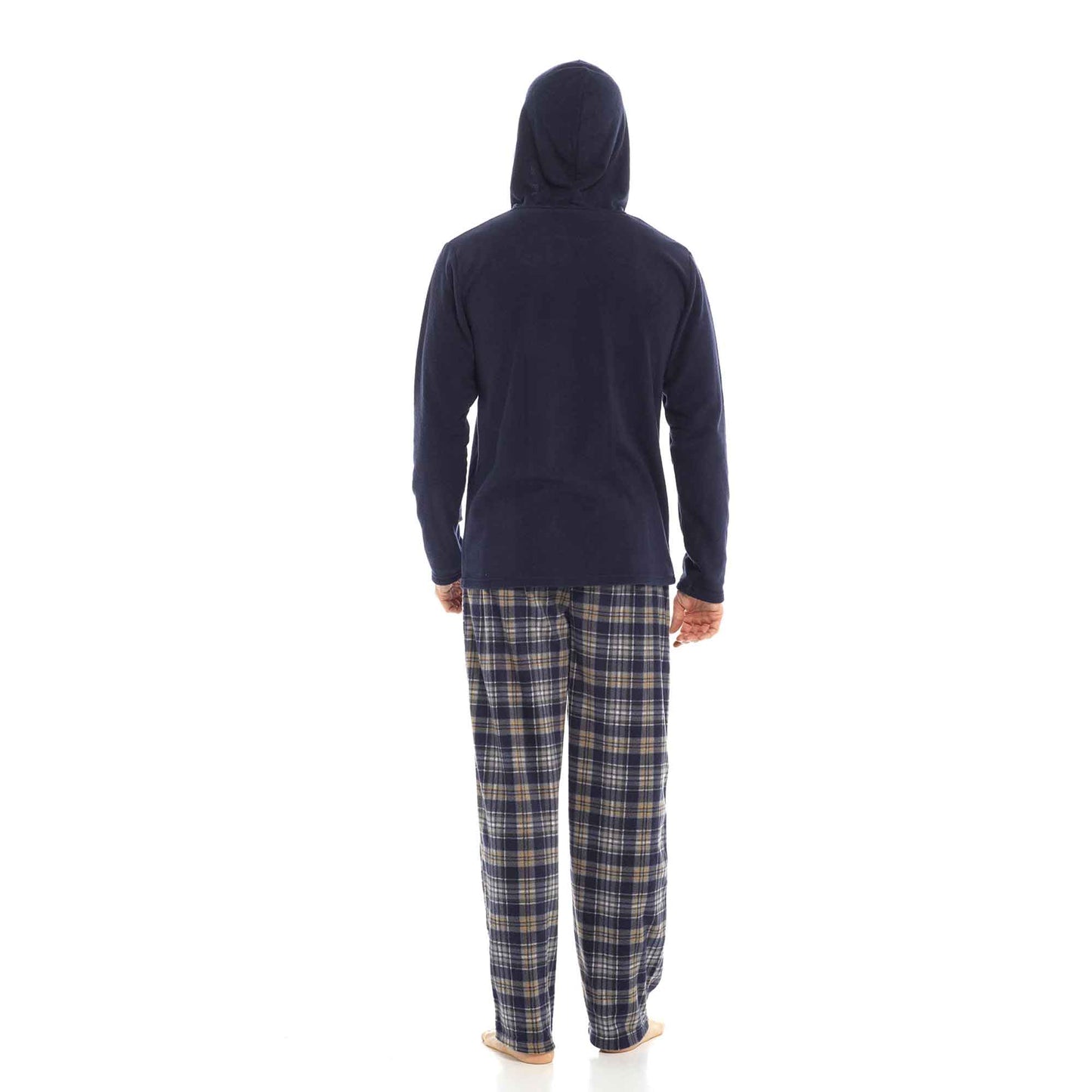Men's Winter Hooded Check Fleece Pyjama Set