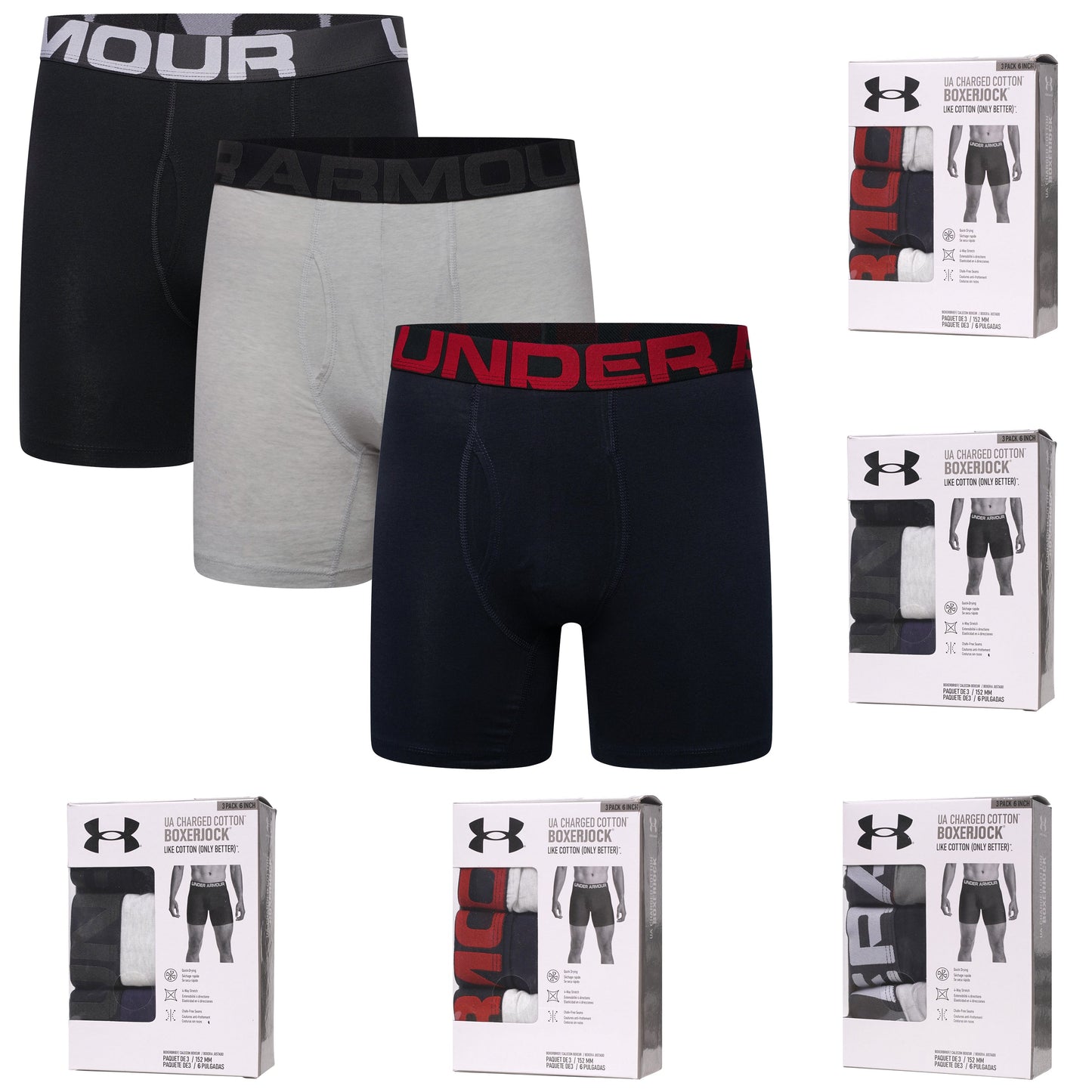 Under Armour Charged Cotton 3 Pack Boxerjocks