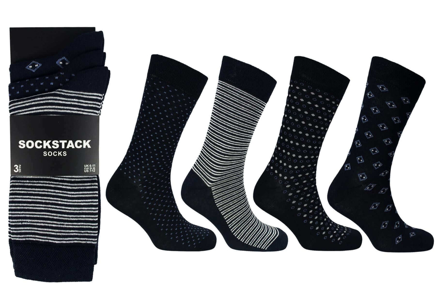 12 Pairs Men's Colourful Heel Toe Black Argyle Socks