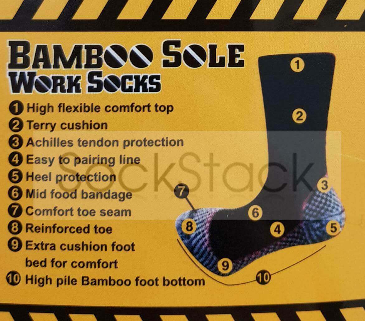 12 Pairs Men's Heavy Duty Bamboo Work Socks