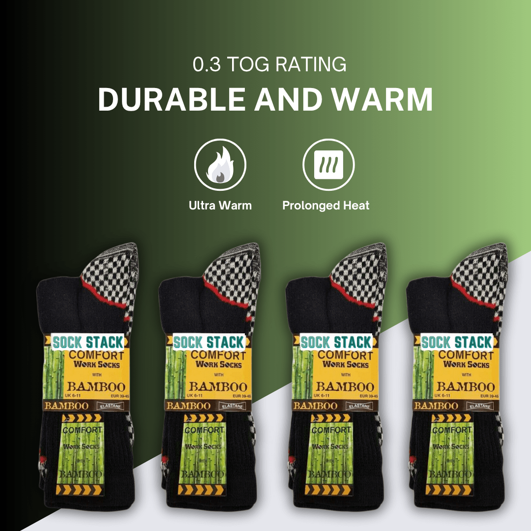 12 Pairs Men's Heavy Duty Bamboo Work Socks