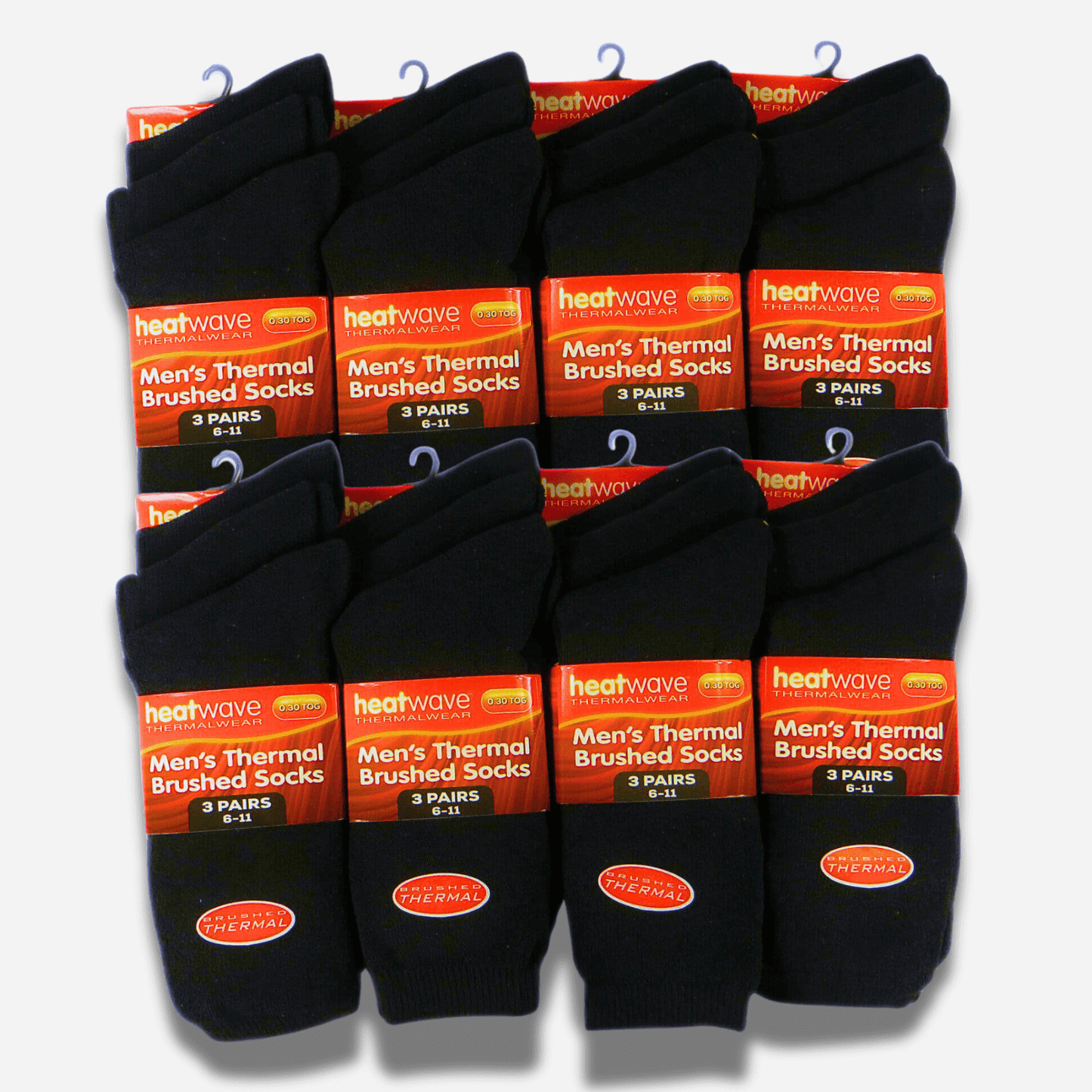 24 Pairs Men's Black Thermal Socks