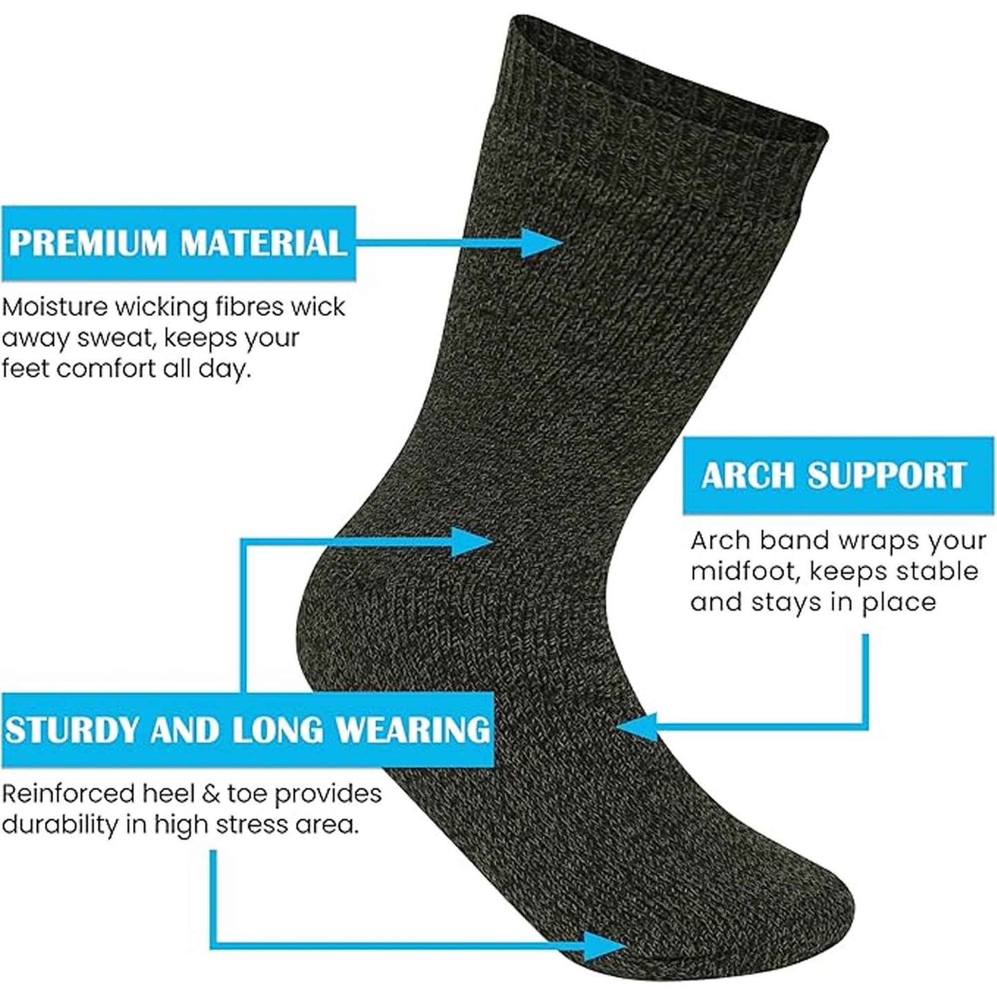 3 Pack Men's Wellington Boot Socks