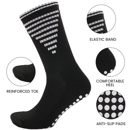 3 Pairs Black Anti Slip Sports Grip Socks