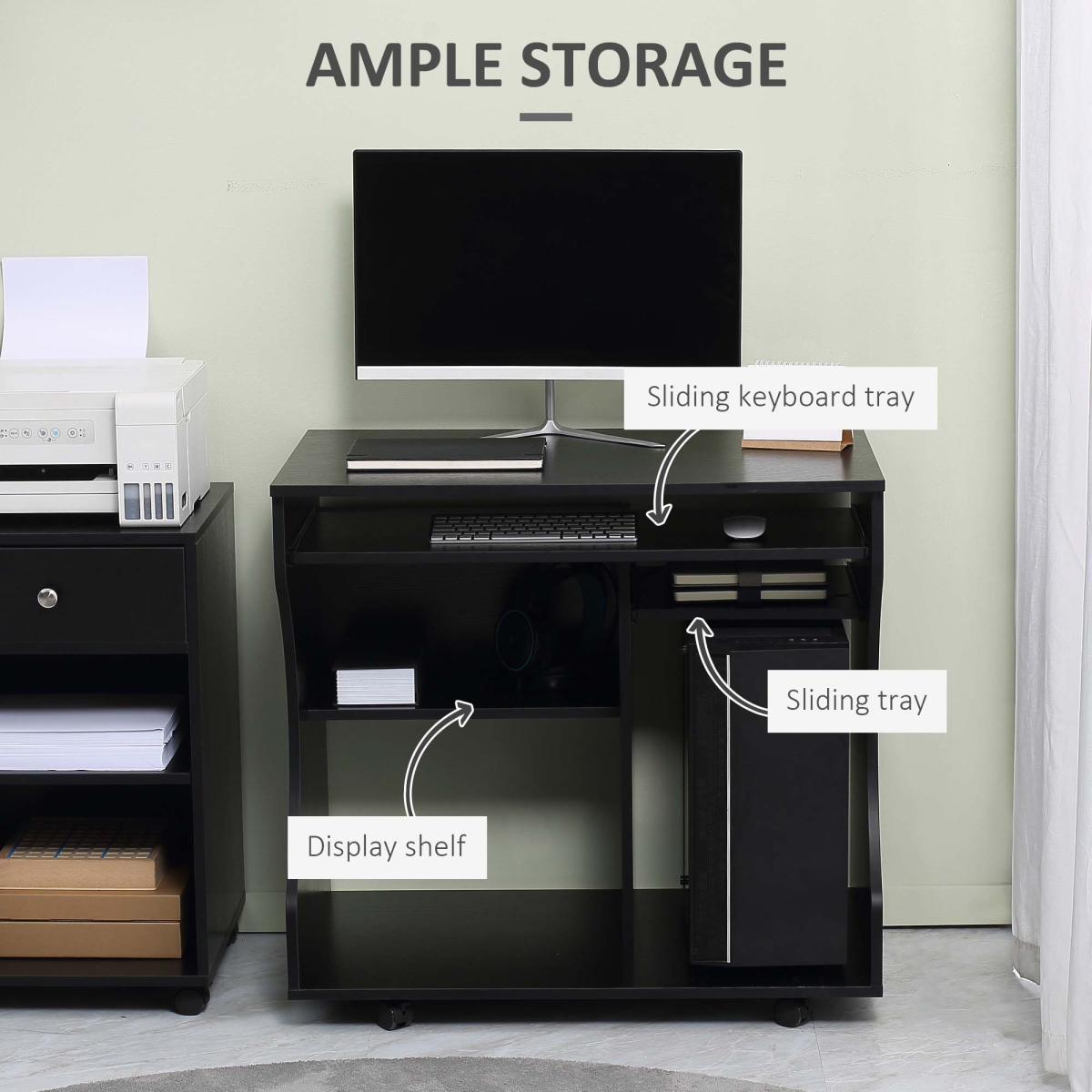Computer Table Study Desk with Sliding Keyboard Tray