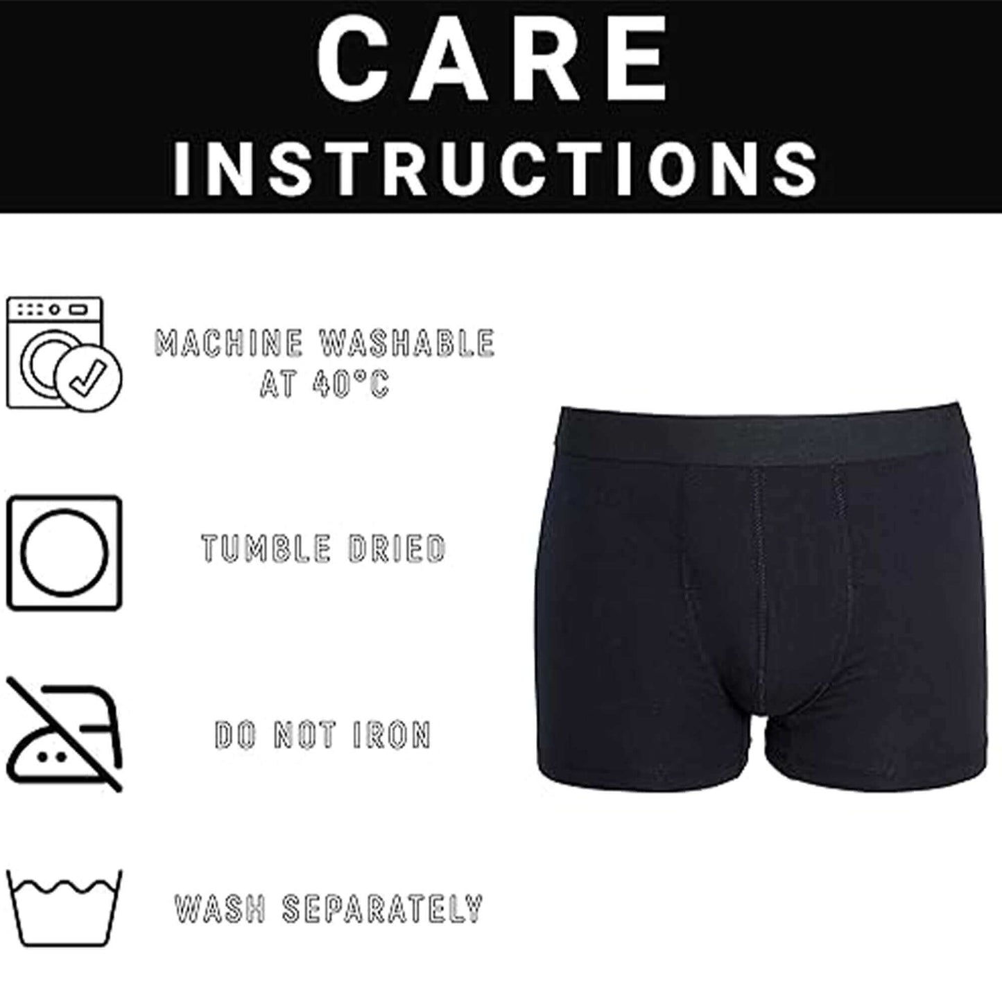 6 Pack Black Cotton Stretch Boxer Shorts