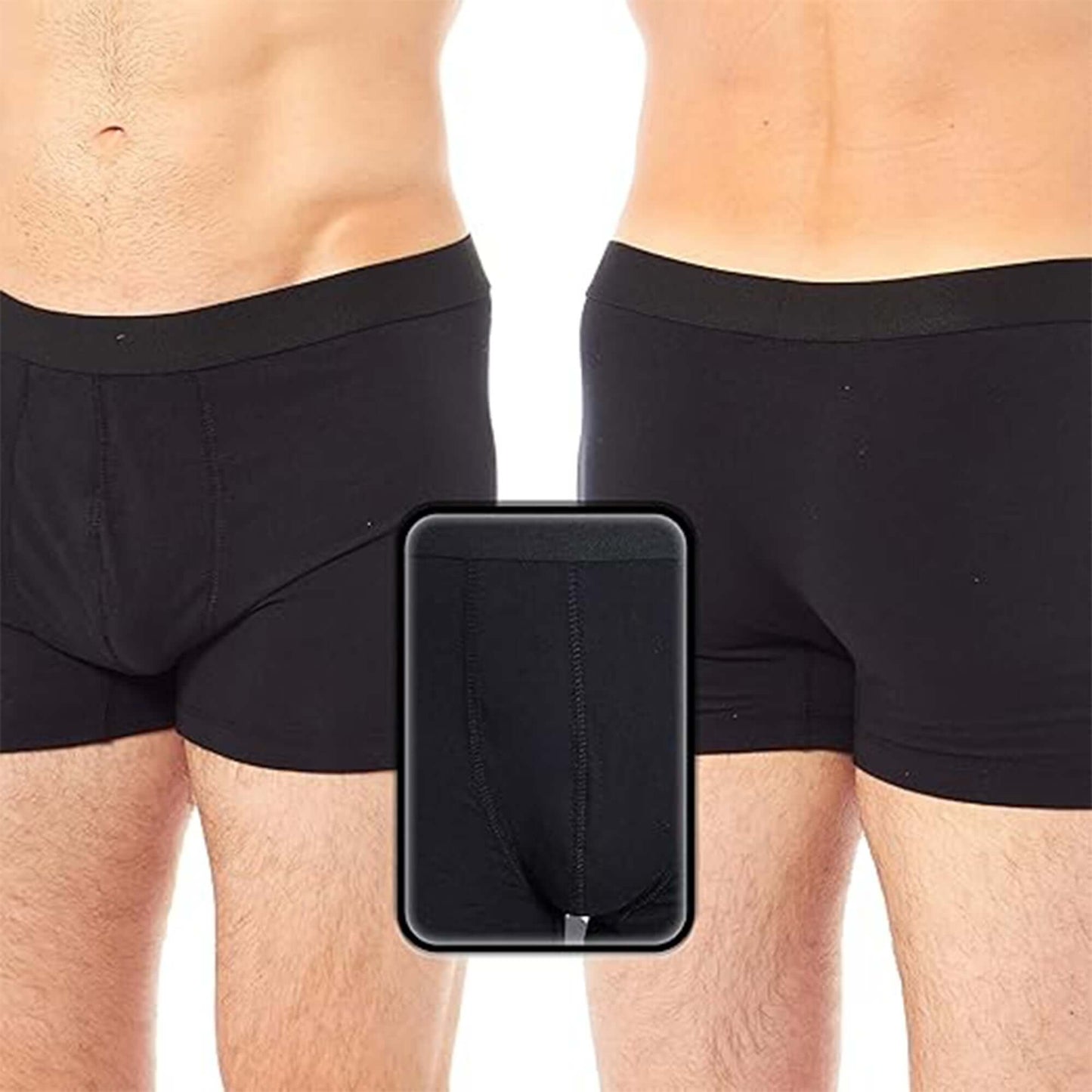 6 Pack Black Cotton Stretch Boxer Shorts