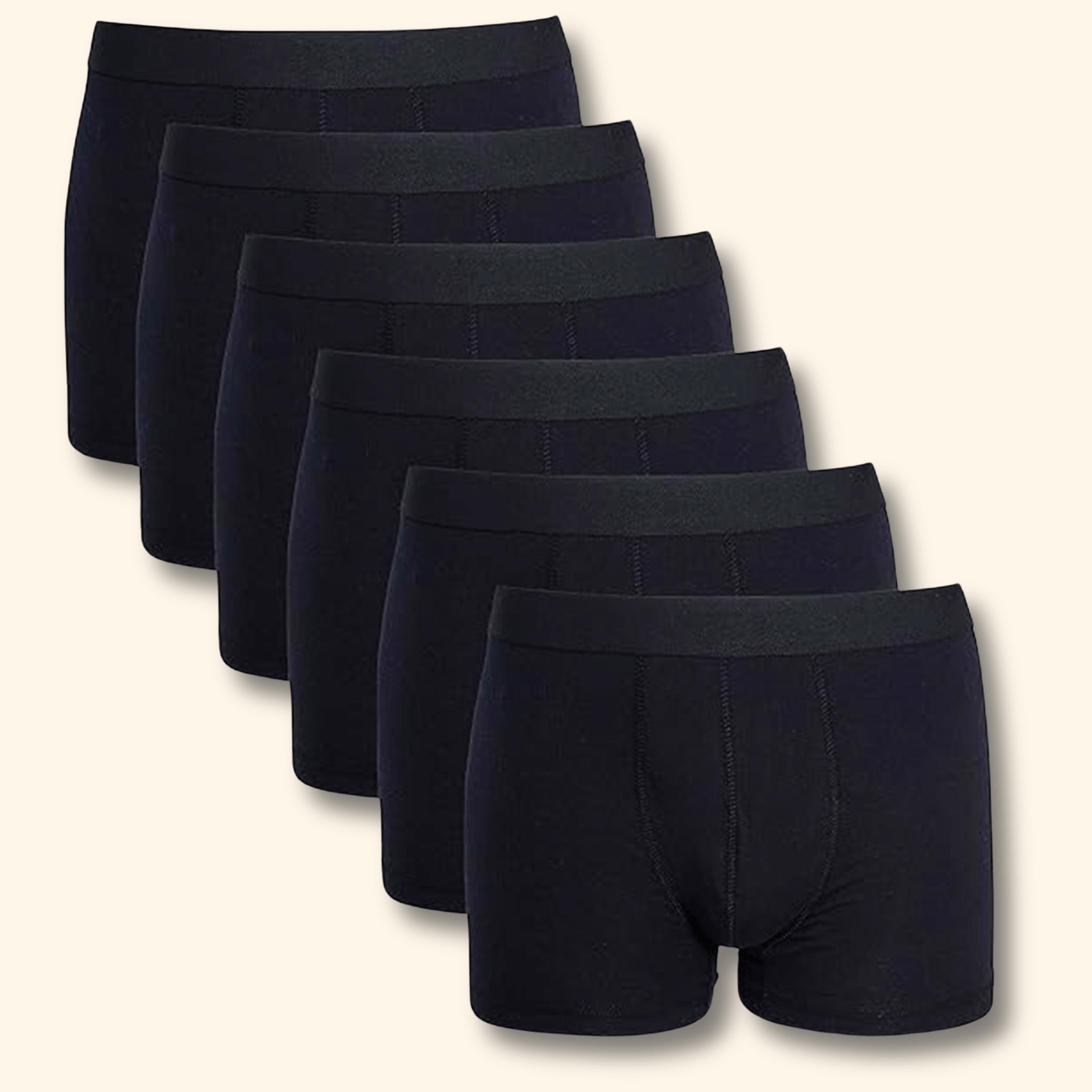 6 Pack Black Cotton Stretch Boxer Shorts