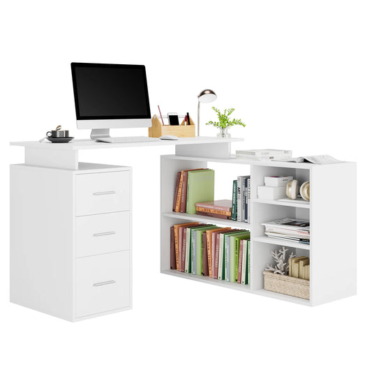 Corner desk L-shaped desk with drawers and shelves