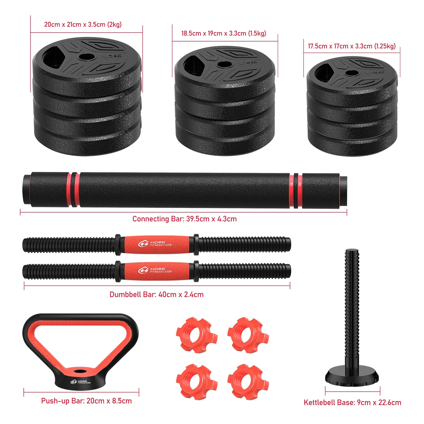 3-in-1 Dumbbells Set 20 kg Adjustable Dumbbells with Extra Barbell Bar