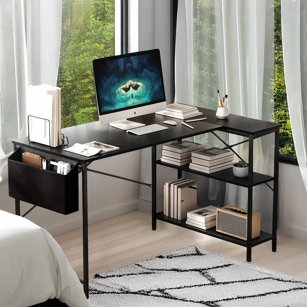 L-Shaped Office Desk with Storage Bag
