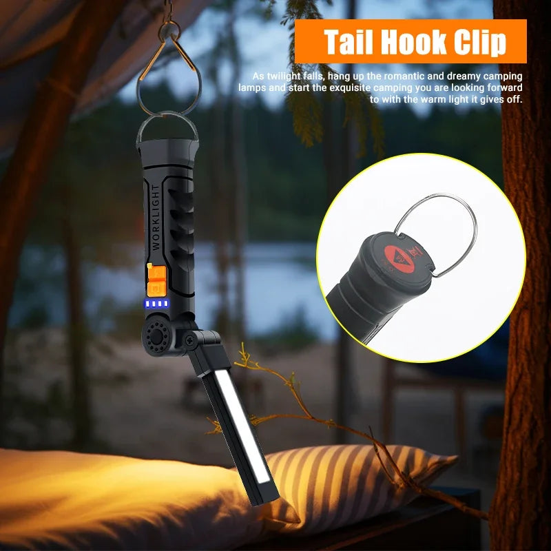 Portable COB LED Flashlight USB Rechargeable