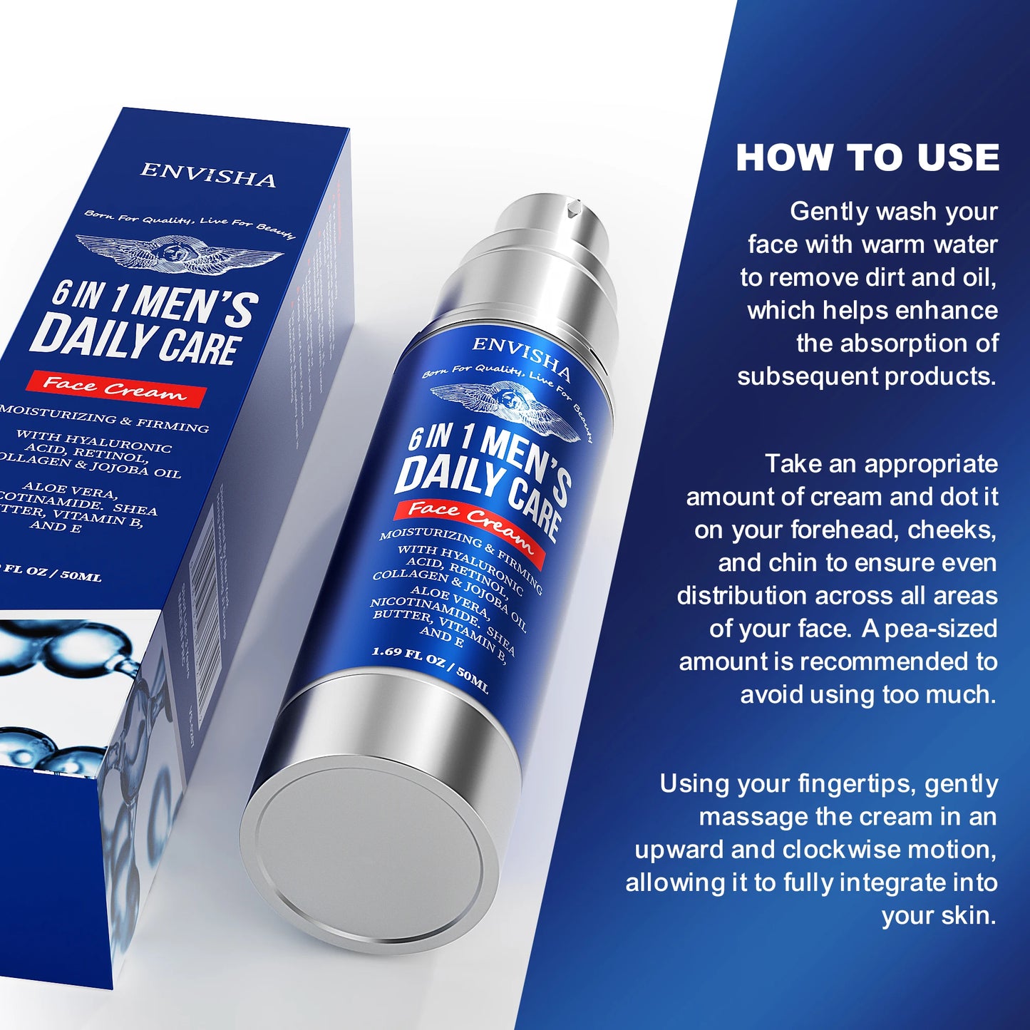 ENVISHA 6 IN 1 Men's Facial Skin Care Cream Anti-aging Moisturizing