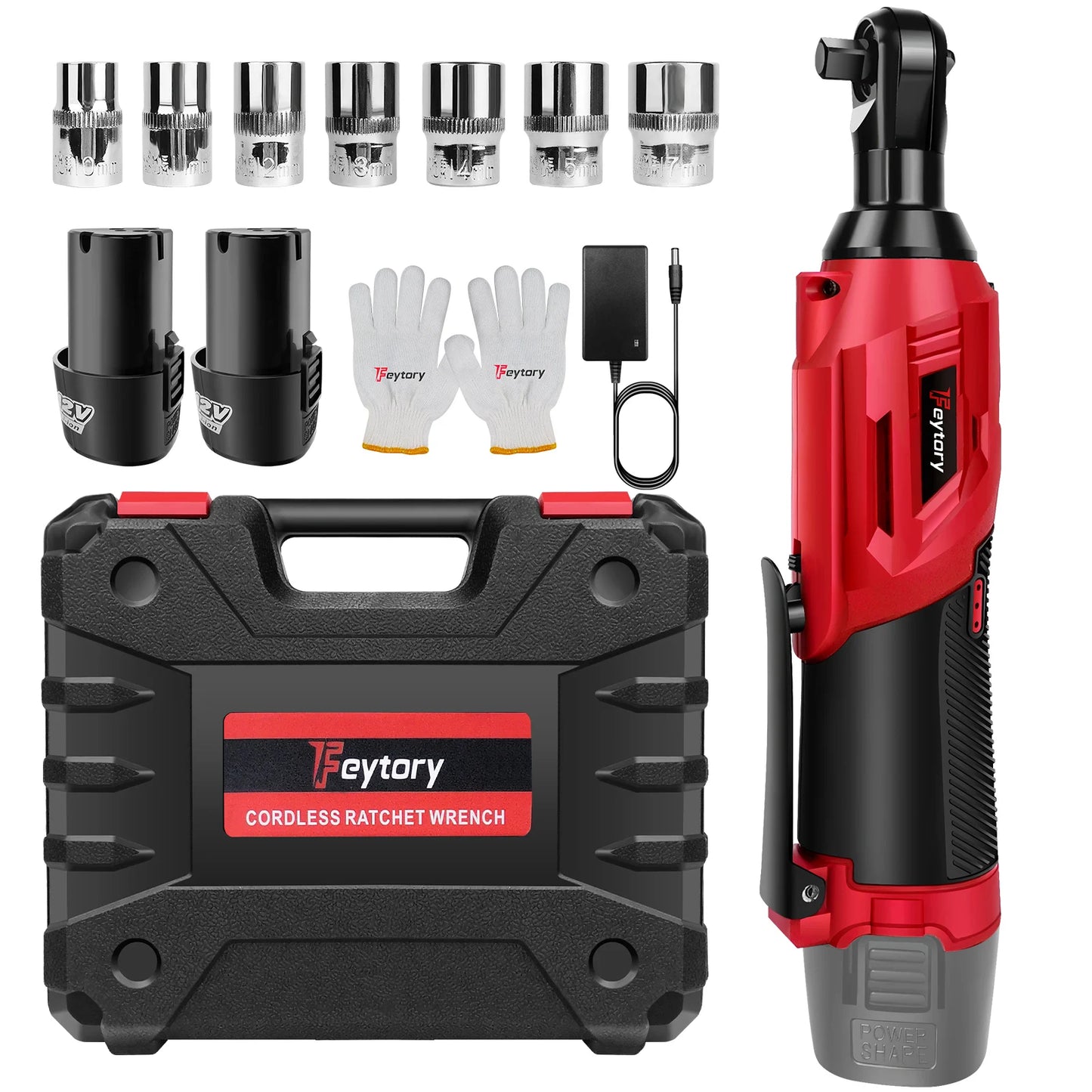 Feytory 200Nm Cordless Ratchet Wrench Set
