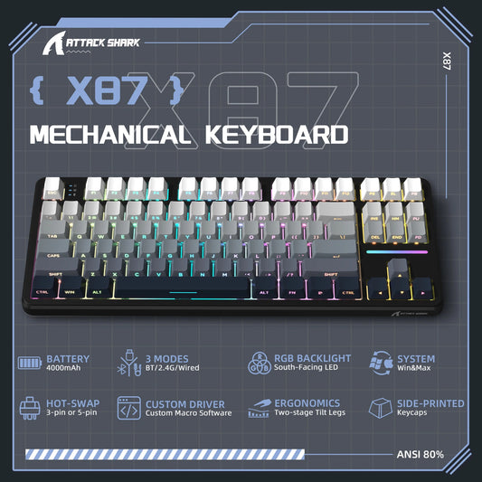ATTACK SHARK X87 Wireless Mechanical Keyboard