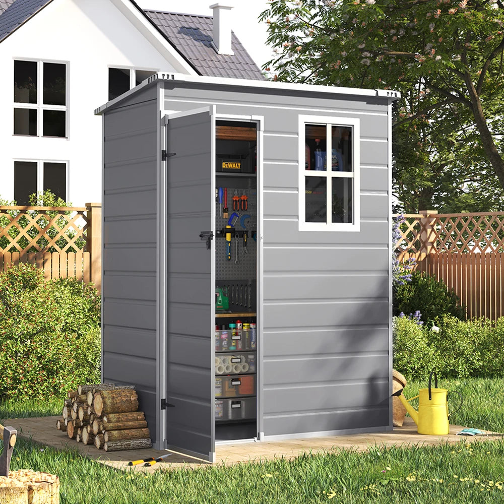 Durable Plastic Outdoor Garden Shed with Lockable Door & Ventilation Window