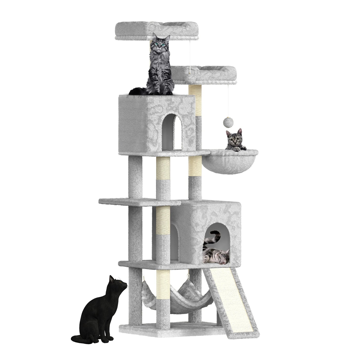 158cm Multi-Level Cat Tree with Scratching Board & Post