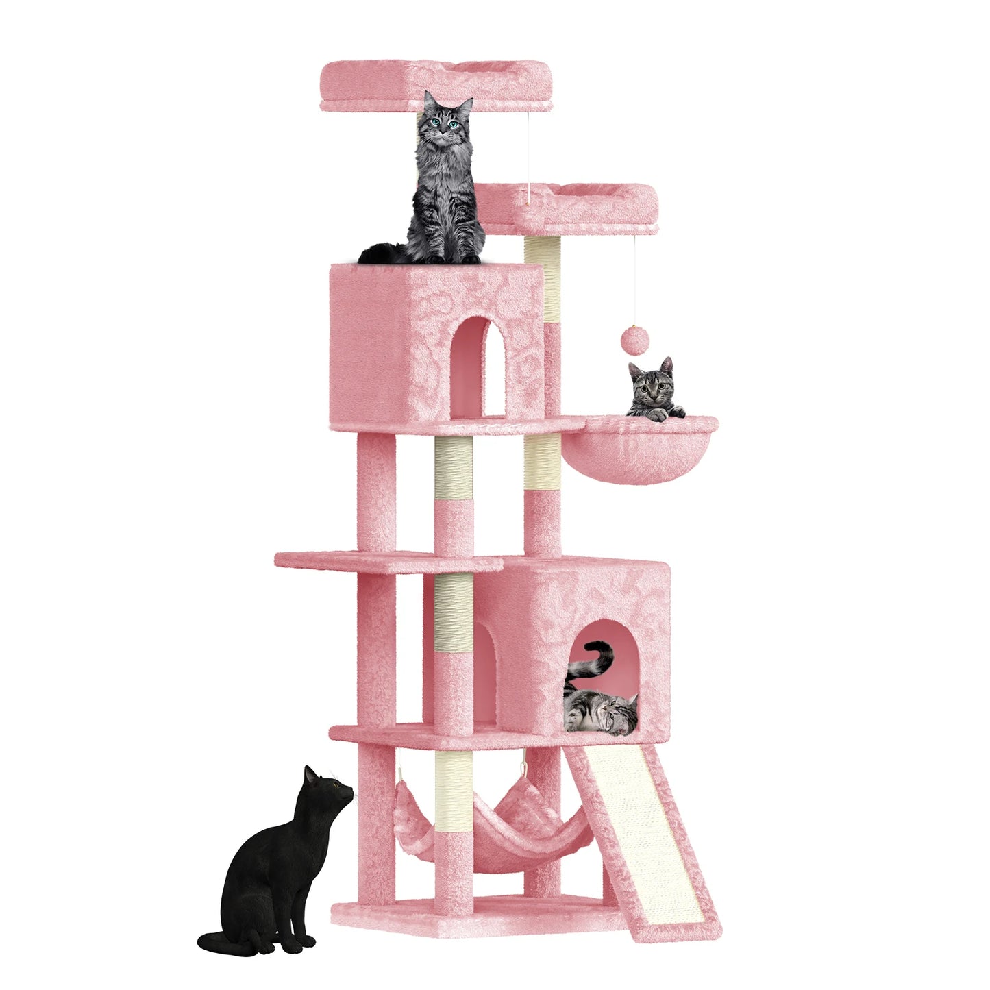 158cm Multi-Level Cat Tree with Scratching Board & Post