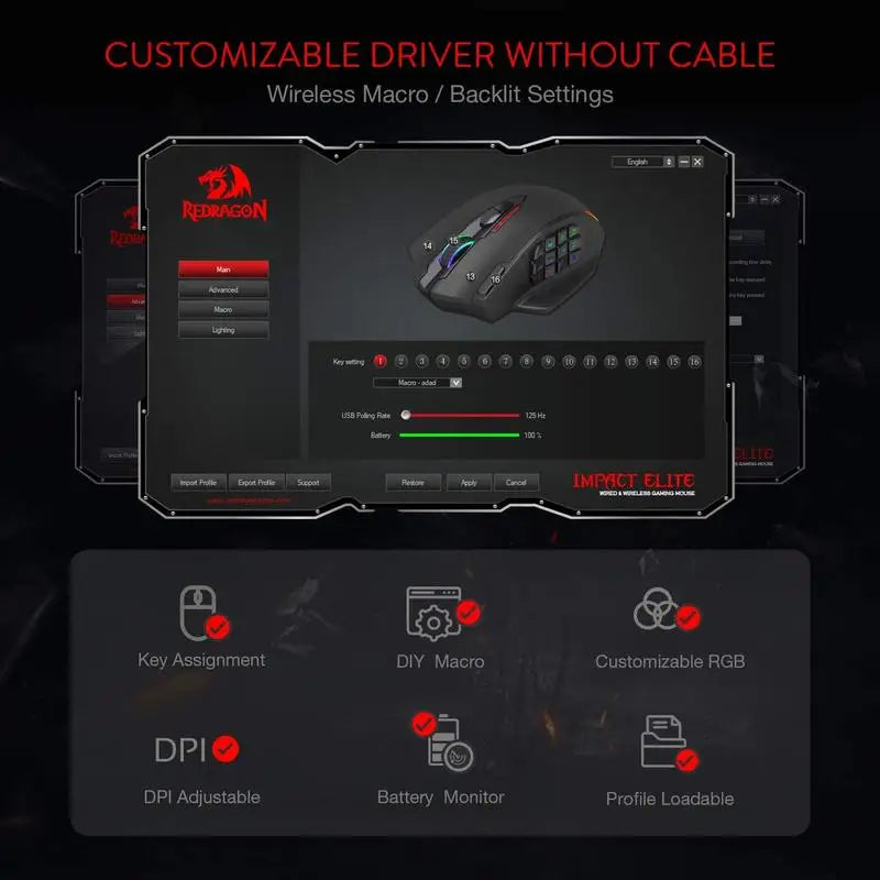 Redragon M913 Gaming Wired/Wireless RGB Mouse
