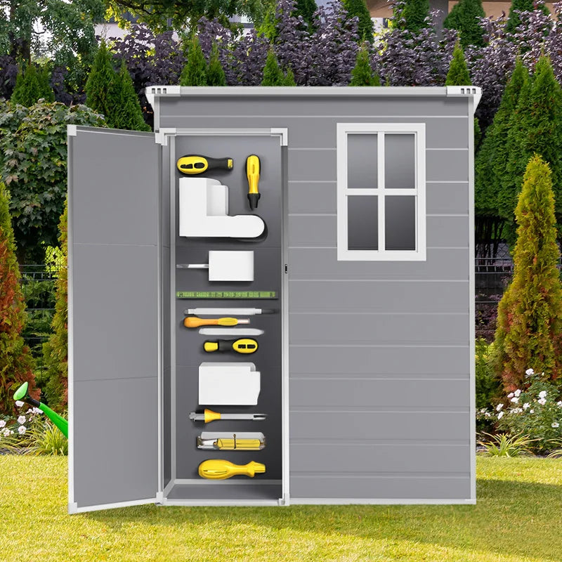 Durable Plastic Outdoor Garden Shed with Lockable Door & Ventilation Window