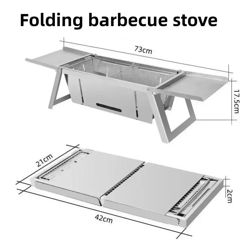 Stainless Steel Barbecue Stove Outdoor Charcoal Folding Barbecue Rack