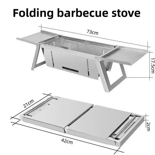 Stainless Steel Barbecue Stove Outdoor Charcoal Folding Barbecue Rack