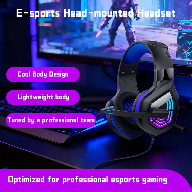 LED Gaming Headset USB Stereo Surround Wired Headphone