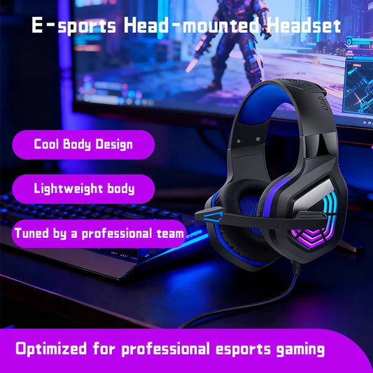 LED Gaming Headset USB Stereo Surround Wired Headphone