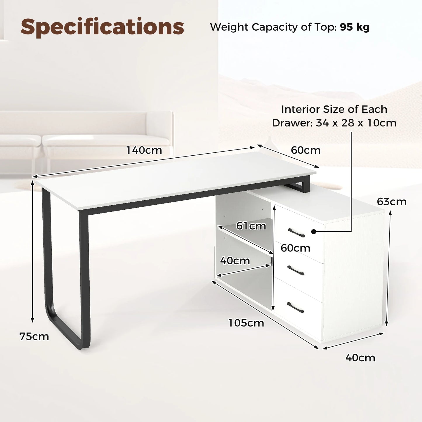 GOFLAME L Shaped Computer Desk Corner Executive Desk
