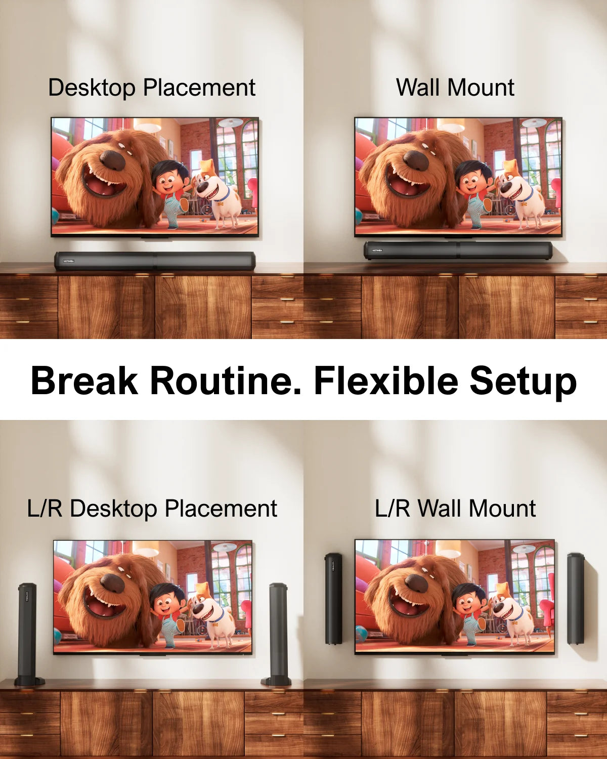 ULTIMEA 200W 4.1ch Soundbar with Subwoofer,2-in-1 Detachable Bluetooth 5.3 Soundbar