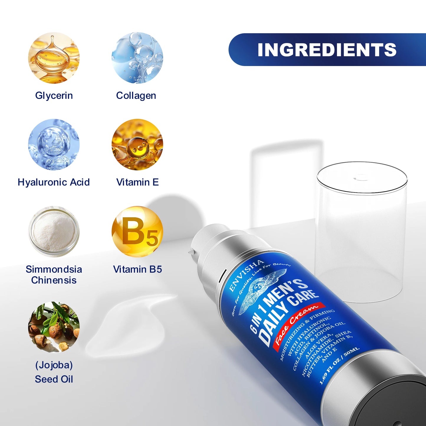 ENVISHA 6 IN 1 Men's Facial Skin Care Cream Anti-aging Moisturizing