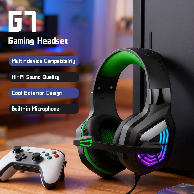 LED Gaming Headset USB Stereo Surround Wired Headphone