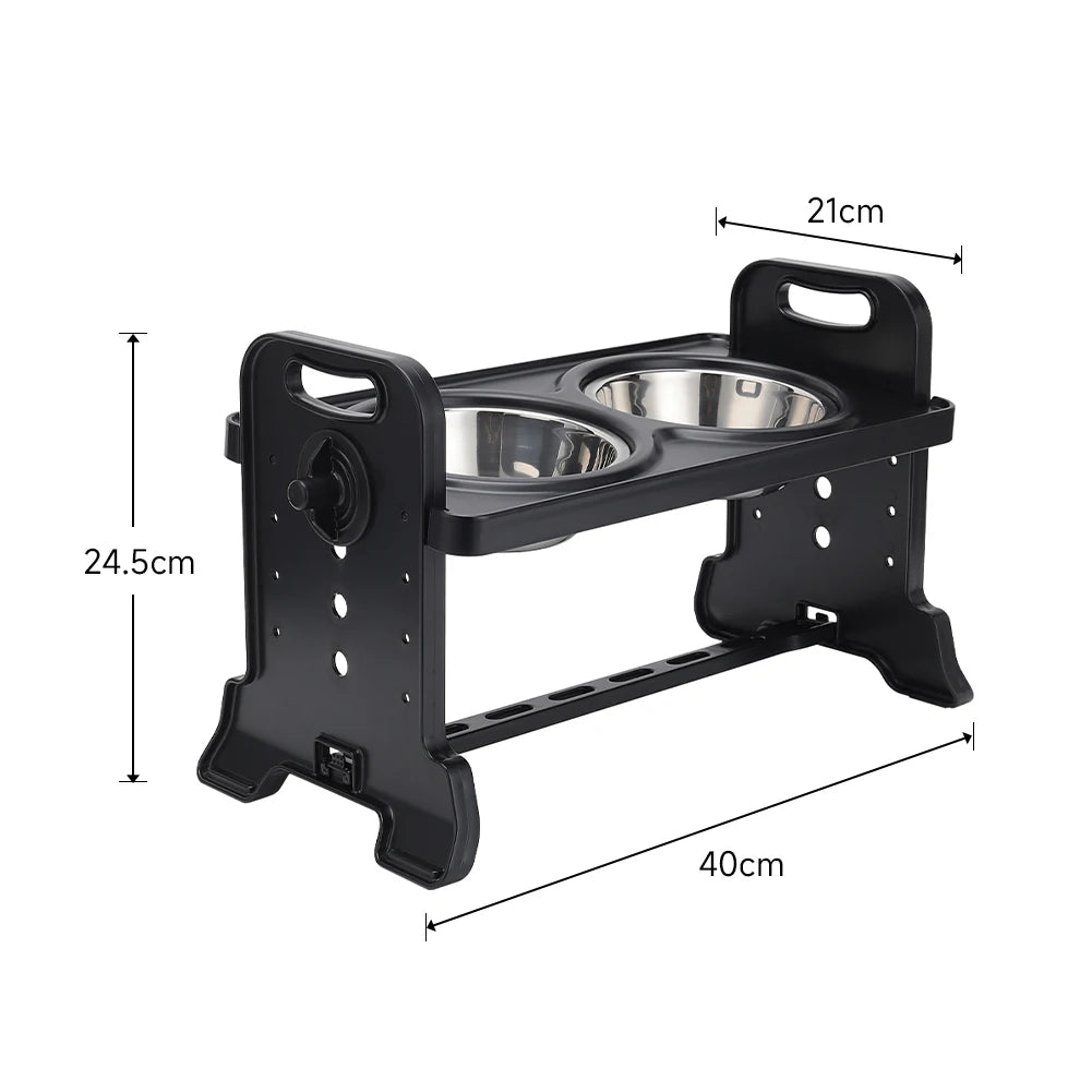 Level Adjustable Elevated Dog Feeder with 2 Stainless Steel Bowls