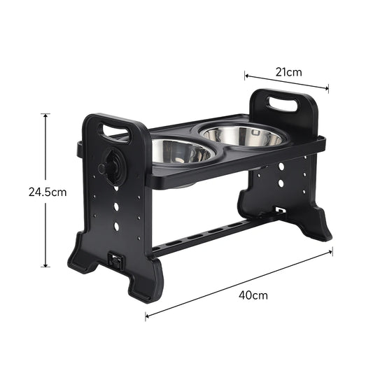 Level Adjustable Elevated Dog Feeder with 2 Stainless Steel Bowls